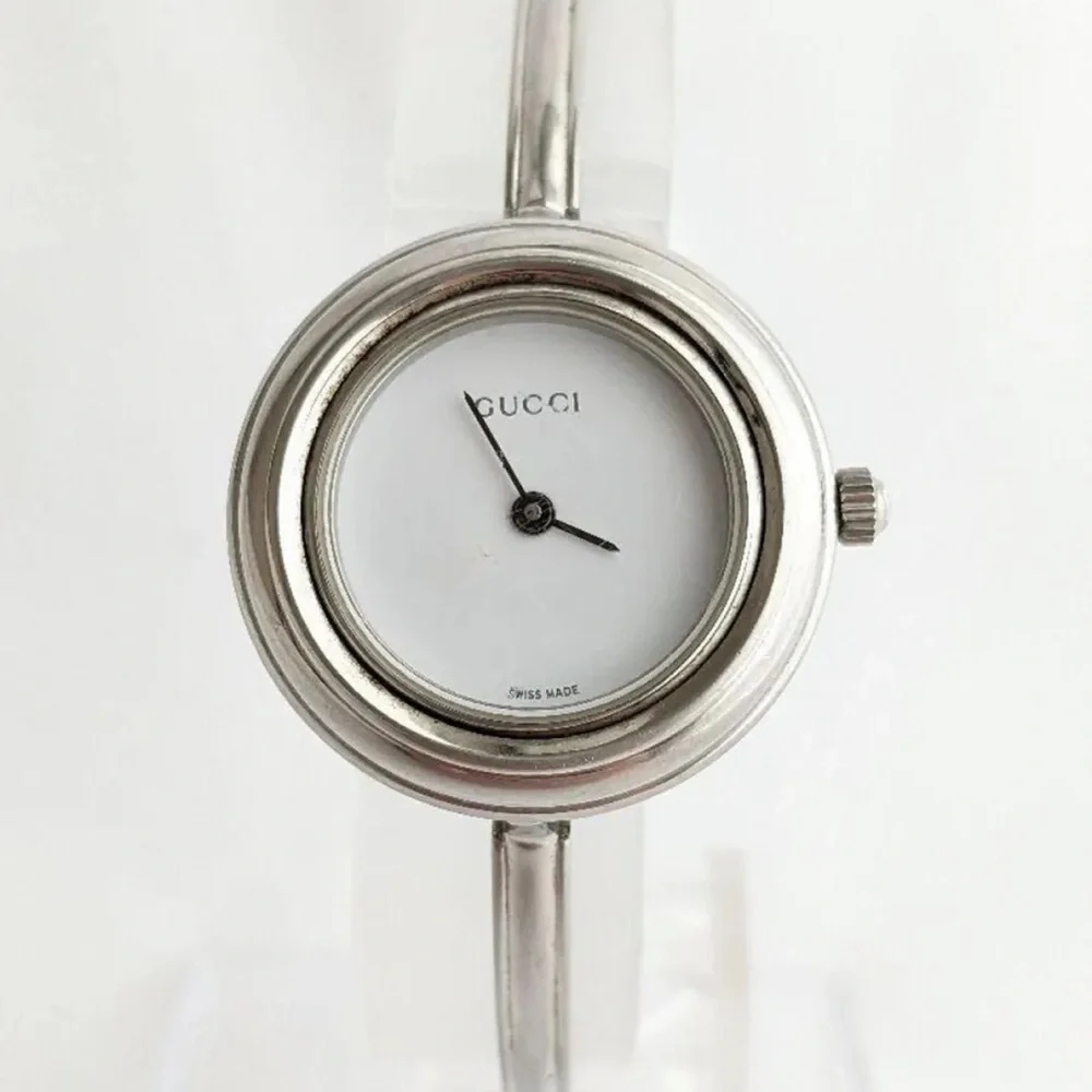 GUCCI Silver Italian Luxury Bracelet Watch with Bezels for changing